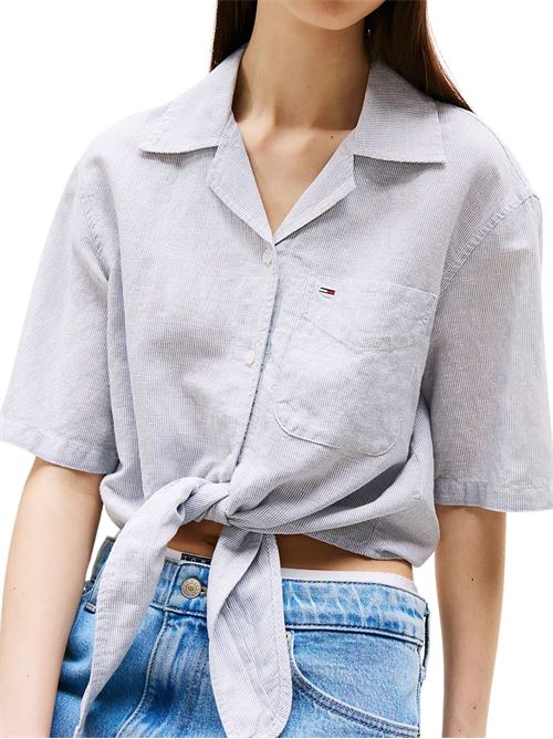 Camicia donna azzurra misto lino Tommy Jeans | DW0DW202860A8